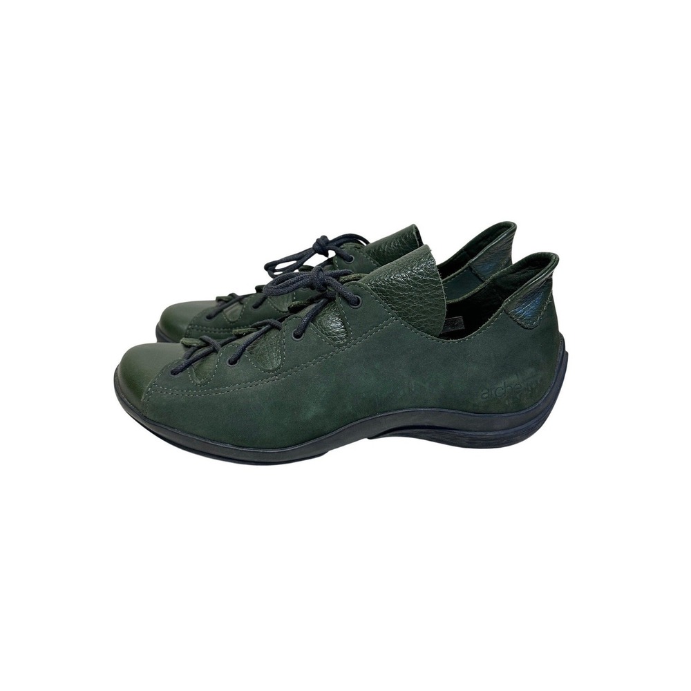 Arche France Dark Green Leather Lace Up Comfort Walking Shoes Womens US 6 / UK 4